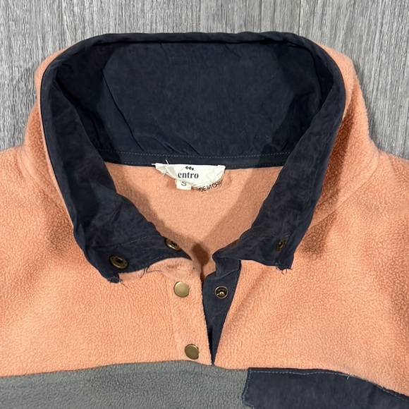 Entro Size Small Fleece Pullover Jacket in Peach & Gray - Picture 7 of 8